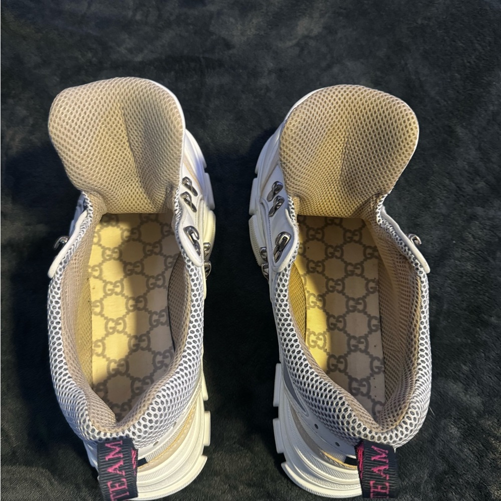 Gucci Men's White and Beige Mesh Sneakers - Picture 6 of 9
